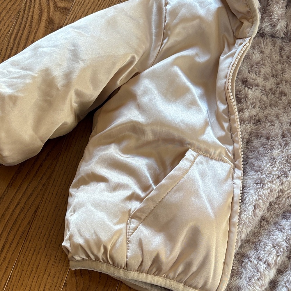 Reversible Hooded Toddler Coat - Pink Champagne & Light Purple leopard print - Picture 8 of 8